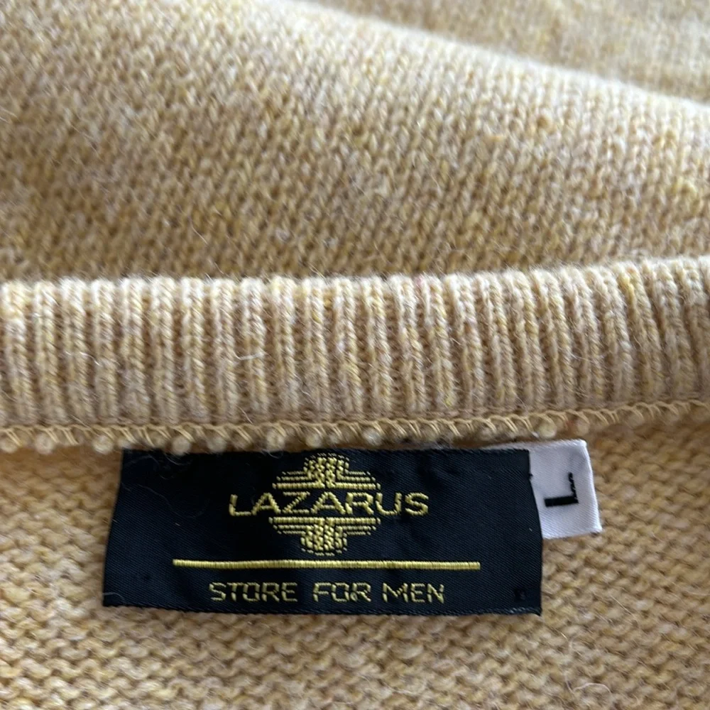 Lazarus Men’s V-neck Yellow Wool Knit Sweater Sz L